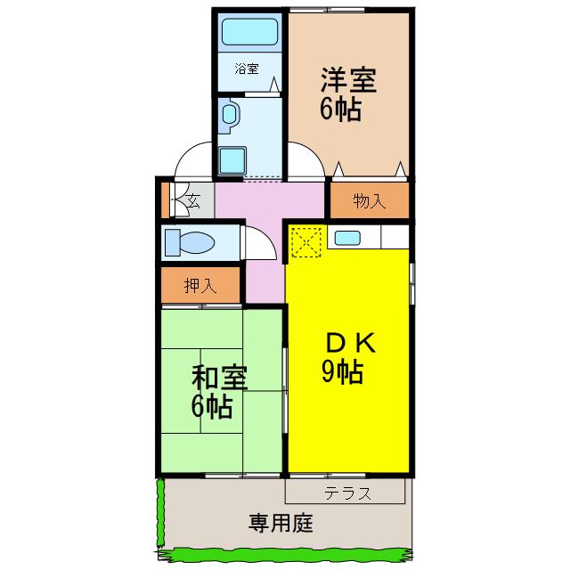 セジュールサニーサイド(2DK/1階)の間取り写真