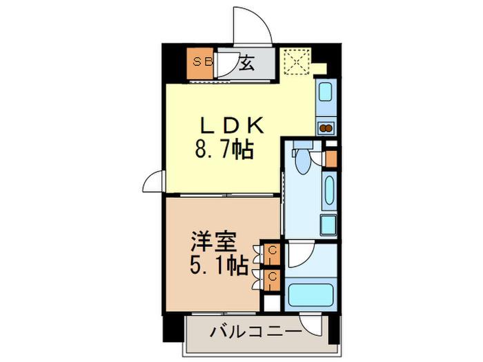 パークアクシス高田馬場(1LDK/4階)の間取り写真