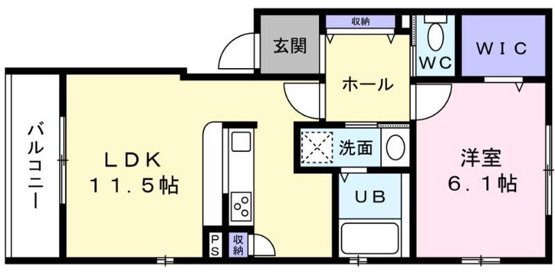 エレアージュ宝殿駅前III(1LDK/1階)の間取り写真