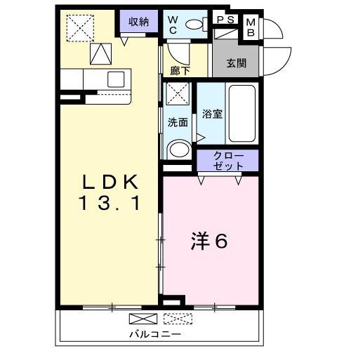 ヴィラ シャルマン(1LDK/1階)の間取り写真