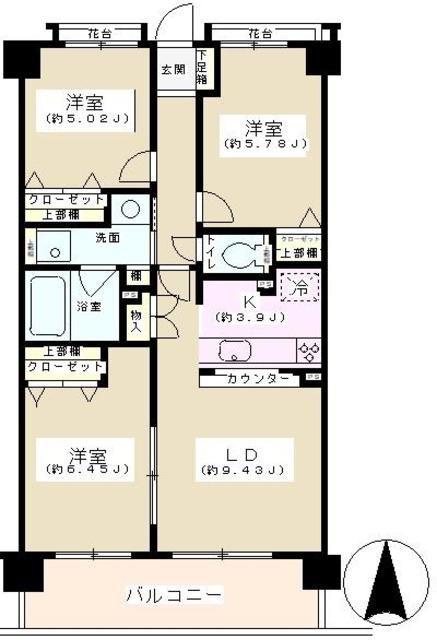 ジーオー桜庵(3LDK/1階)の間取り写真