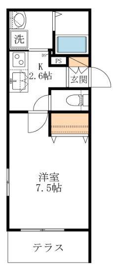 フェリーチェディモーラ(1K/1階)の間取り写真