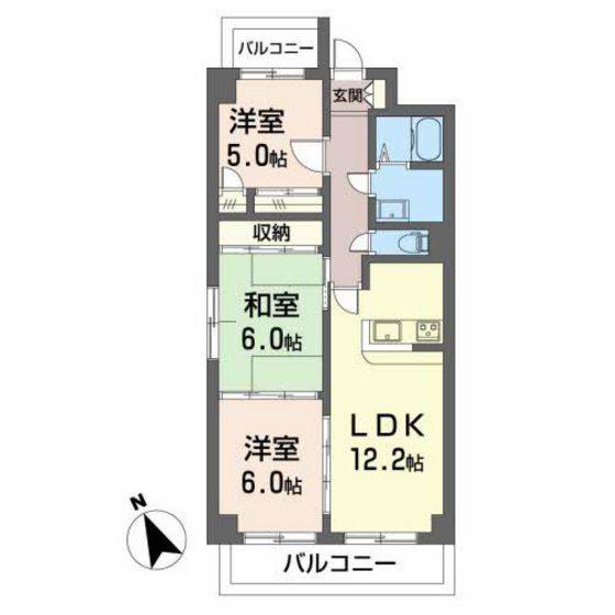 アーバンコア九ノ城(3LDK/2階)の間取り写真