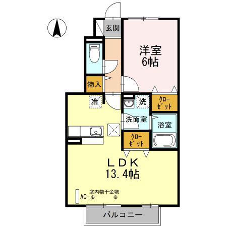 ボヌール B(1LDK/1階)の間取り写真
