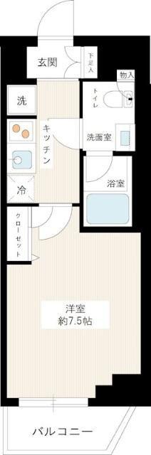 HYS CRECER 清澄白河(1K/6階)の間取り写真