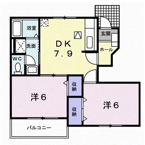 コンフォールY・T II(2DK/1階)の間取り写真
