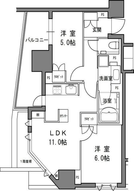 リビオレゾン小石川(2LDK/2階)の間取り写真