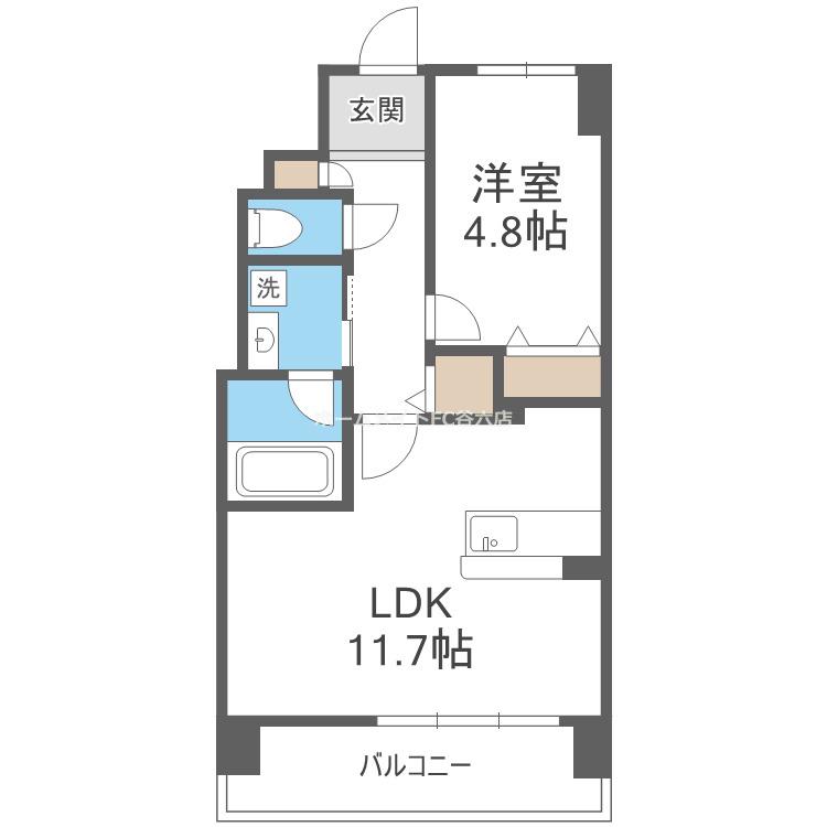 海老江サンライズ(1LDK/5階)の間取り写真