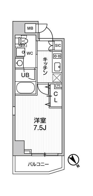 ステージファースト浅草橋III(1K/8階)の間取り写真