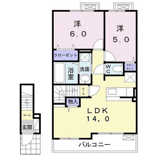 クラシコA(2LDK/2階)の間取り写真