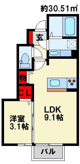 FOREST RIVER(1LDK/1階)の間取り写真