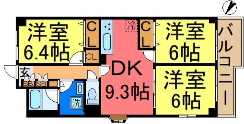 GRACECOURT(3DK/6階)の間取り写真