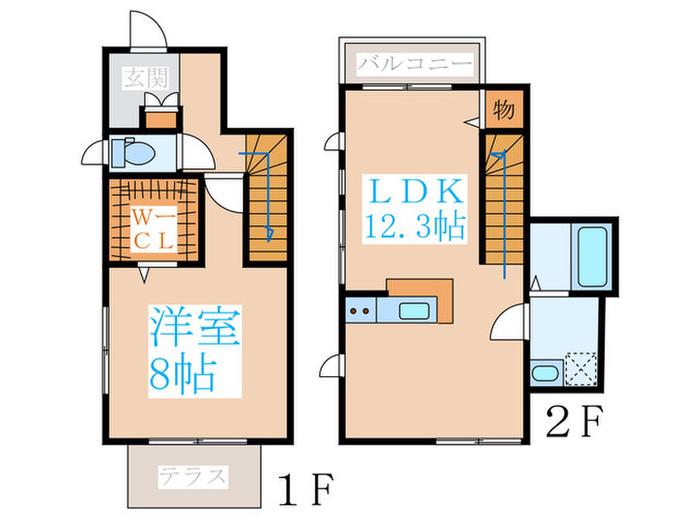 PRENDRE AOHA(1LDK/1階)の間取り写真