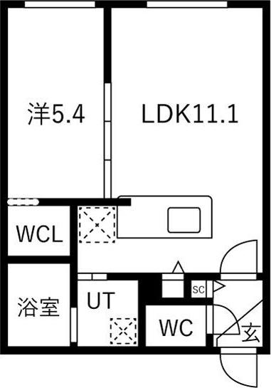 MODA N13(1LDK/1階)の間取り写真