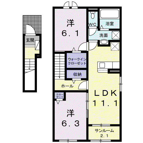 Iネット10B(2LDK/2階)の間取り写真