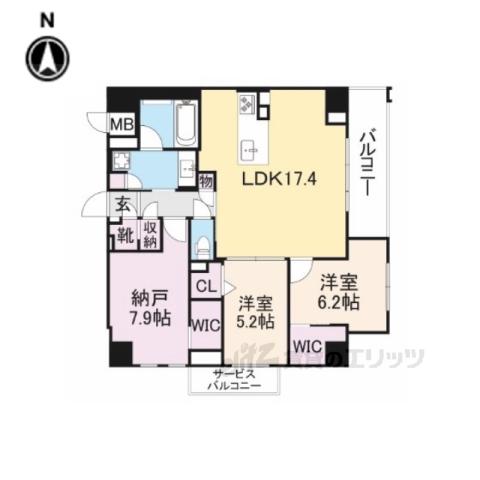 ラヴィーナ大和西大寺(2LDK/8階)の間取り写真