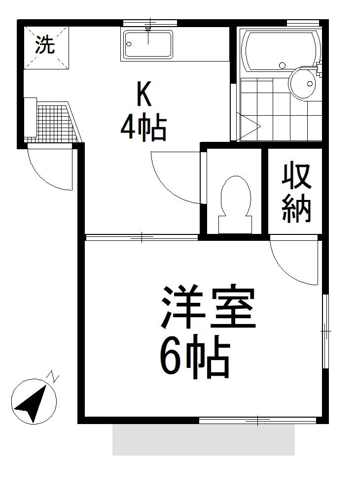 パークハイツ若宮(1K/1階)の間取り写真