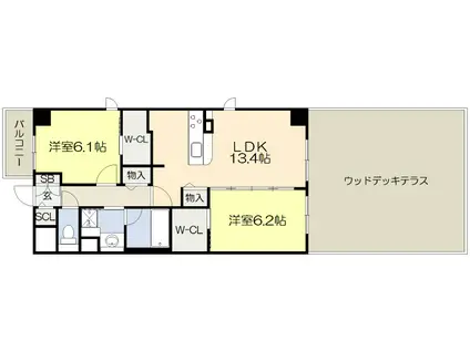 フローラル桃山台(2LDK/1階)の間取り写真