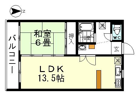 セルヴァン藍(1LDK/4階)の間取り写真