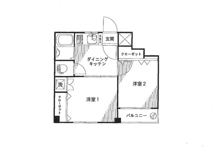 マリーゴールド元町(2DK/11階)の間取り写真
