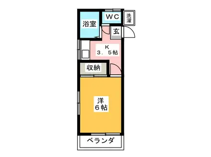 第2コーポ北村(1K/2階)の間取り写真