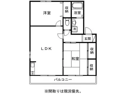 パークヒルイガワ(2LDK/2階)の間取り写真