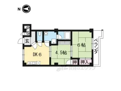 レジデンスヤマテ(2DK/3階)の間取り写真