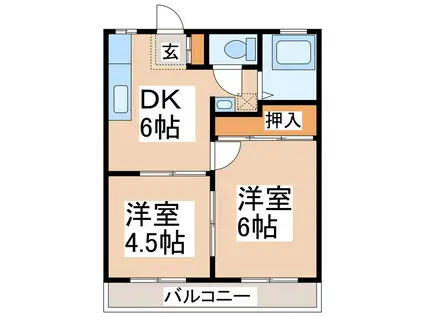 ガーデンハイツ(2DK/2階)の間取り写真