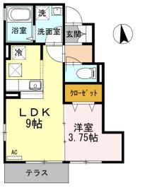 PLEMIER西大井(1LDK/1階)の間取り写真
