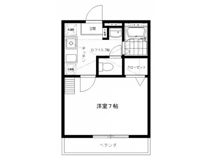 スカイテラス三田(1K/2階)の間取り写真
