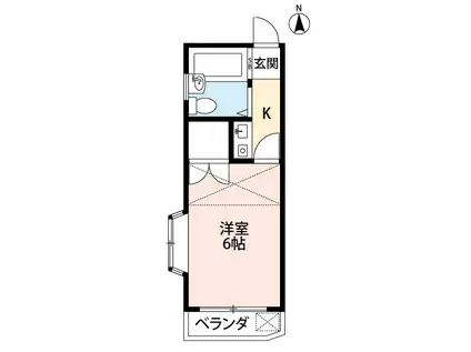 AADO所沢(1K/2階)の間取り写真