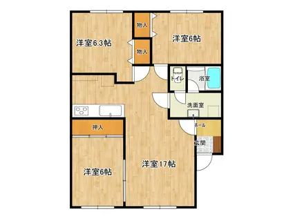 メルセデス栄1(3LDK/2階)の間取り写真