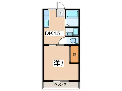 カーサ稗田(1DK/2階)の間取り写真
