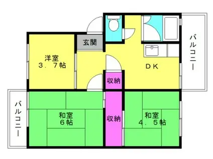 播磨本荘(3DK/5階)の間取り写真