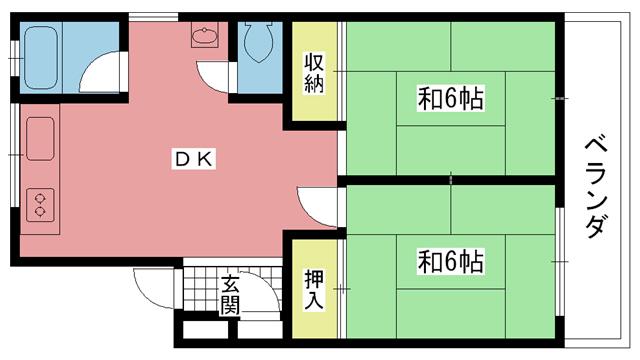 翠光ハイツ(2DK/2階)の間取り写真