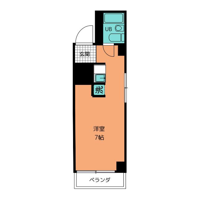 フラッツ松尾(ワンルーム/2階)の間取り写真