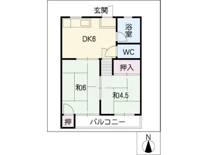 成田マンション(2DK/2階)の間取り写真