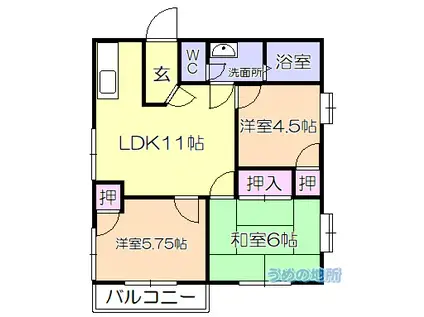 コーポ・カノンII(3LDK/2階)の間取り写真