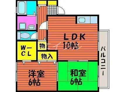 第三芳泉パールハイツ(2LDK/1階)の間取り写真