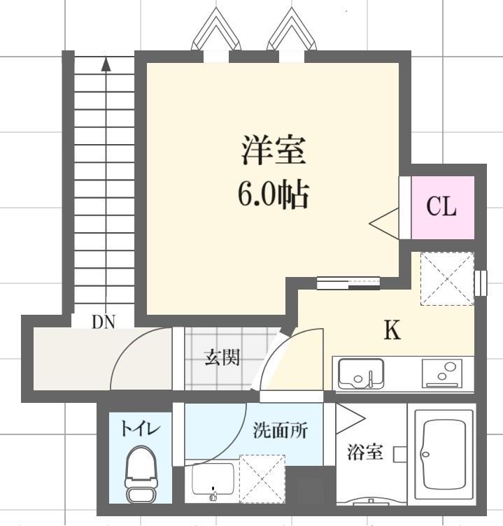 リープラス姫路宮上町(1K/2階)の間取り写真