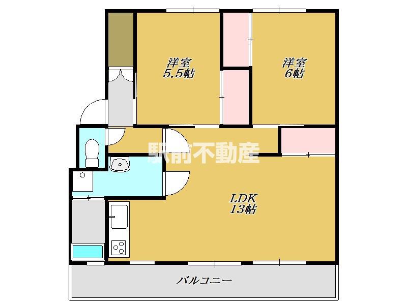 サルヴァトーレ神園 1号棟(2LDK/3階)の間取り写真