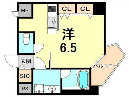 ブランTAT西宮本町2(ワンルーム/6階)の間取り写真