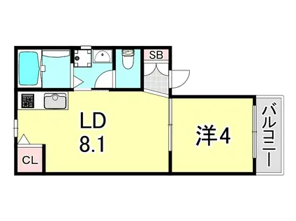 D・S和田岬(1LDK/1階)の間取り写真