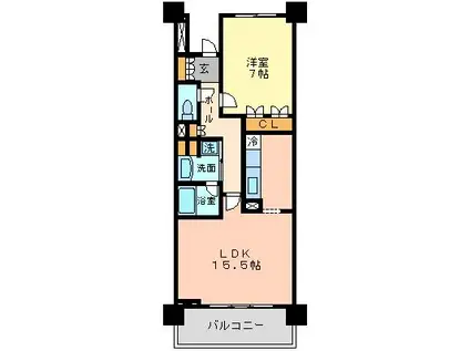 リージア経堂テラスガーデン(1LDK/4階)の間取り写真
