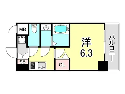 ファステート神戸コンチェール(1K/6階)の間取り写真