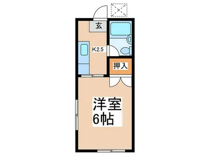 岡村ハイツ(1K/2階)の間取り写真