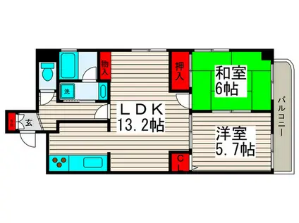 第三宝マンション(2LDK/1階)の間取り写真