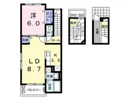 フレグランス(1LDK/3階)の間取り写真