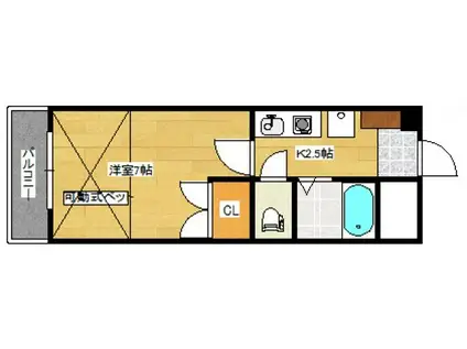 ビバーチェ堀越(1K/3階)の間取り写真