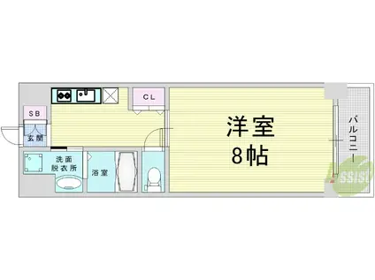 ディクス梅田東レジデンス(1K/3階)の間取り写真